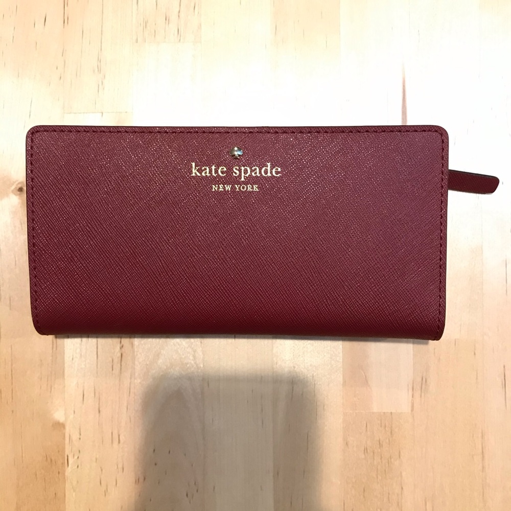 KATE SPADE Cedar Street long burgundy wallet NWT